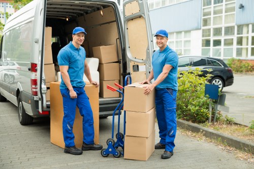 Moving van service with loading support and transit preparations