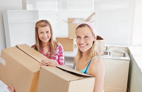 Packed moving boxes ready for house removals in Stjohnswood