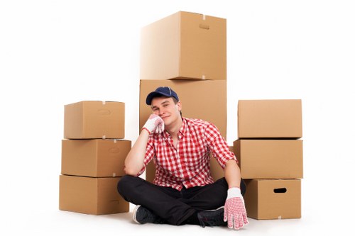 Business relocation team coordinating an office move