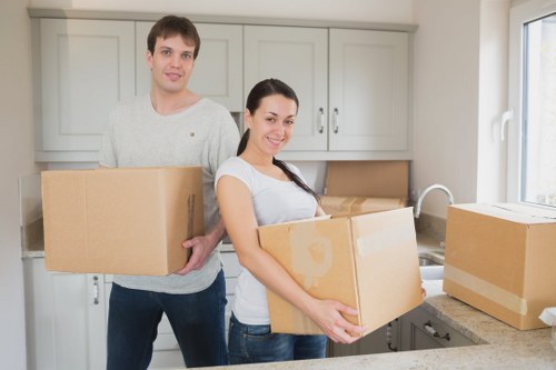 Professional man and van workers handling a move safely